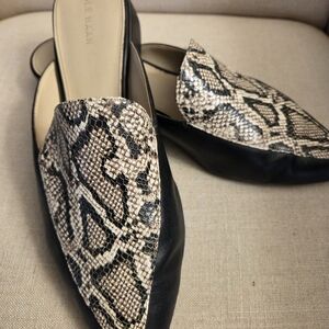 Cole Haan Women's Black and Snake Print Mules
